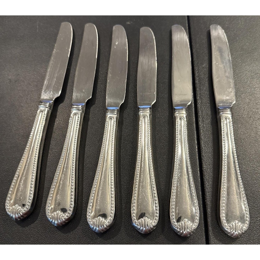 Lenox Bead Plume Glossy Dinner Knife Knives Set Of 6 Stainless Flatware